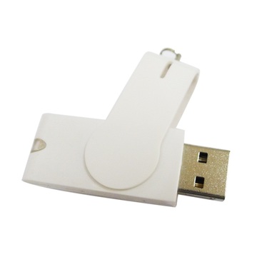 Unidade flash USB de clipe de plástico giratório branco de 8 GB