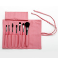 Pink PU bag with 7 make up brushes