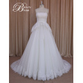 A-Line Strapless Ivory Lace Bridal Gown Wedding Dress