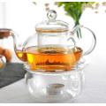 Clear Glass Round Shape Warmer Base for Tea Coffee Pot Flower Teapot