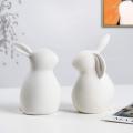 Décor de Pâques de lapin blanc en céramique