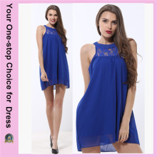 Latest Designs Wholesale Modern Simple Lace Collar Chiffon Fashion Lady Dress