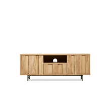 Mueble de madera con soporte para TV LED con vitrina