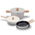 Wooden Handle Nonstick Kitchen Cooking Pot Coowkare Set