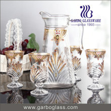 Luxurious Gold Plating 7 PCS Glass Drinking Set