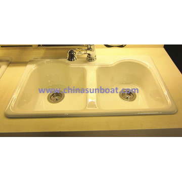 Sunboat European Enameled Cast Iron Sinkwater Channel/ Pentrough /Flume/ Double Sink Enamel