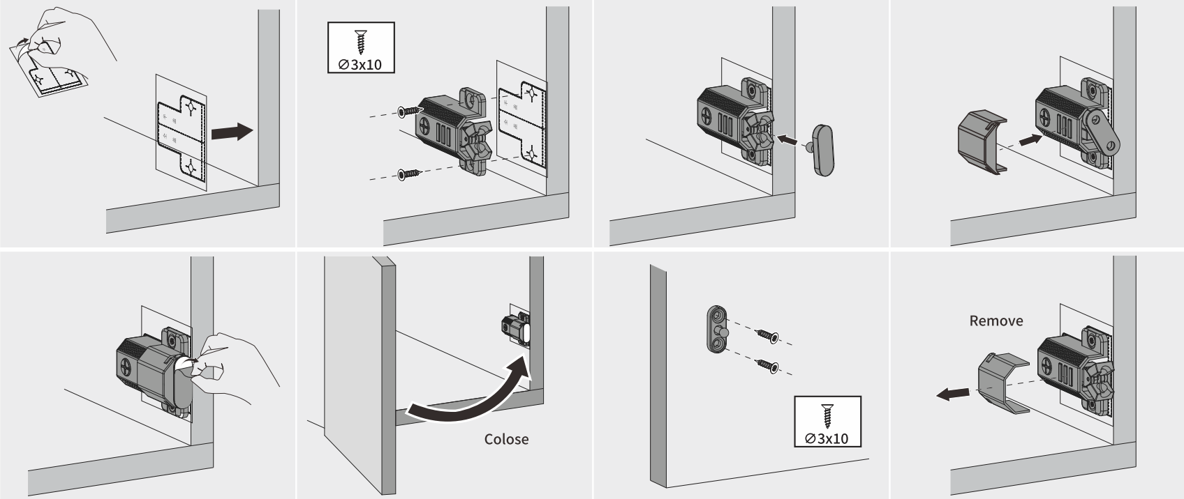 Drawer Push-to-Open Latch Set install Drawer Push-to-Open Latch Set install