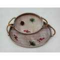 Oval Wooden Plate Set With Jute