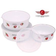 New Decal Enamel Ice Bowls Food Storage Box with PP Lid