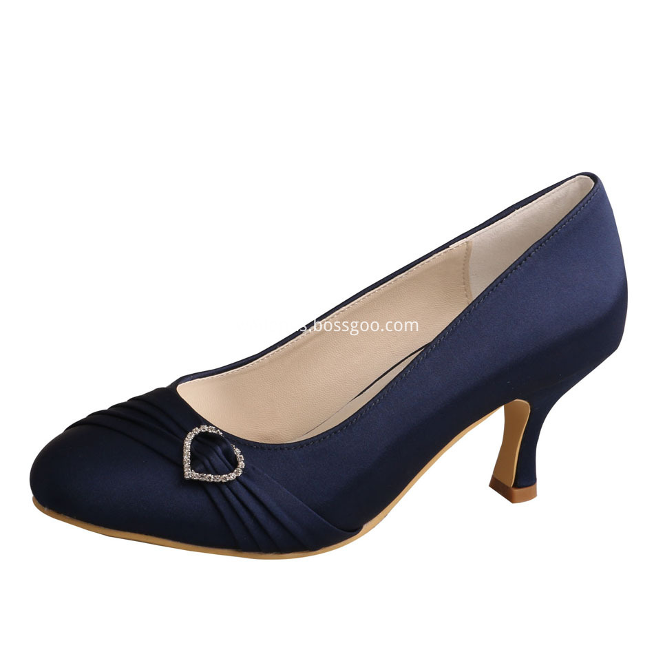 Navy Satin Shoes For Wedding