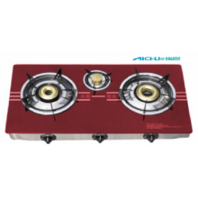 Red Glass Top Gas Stove 3 Burners