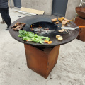 Portable en bois extérieur brûlant Corten Steel Metal BBQ