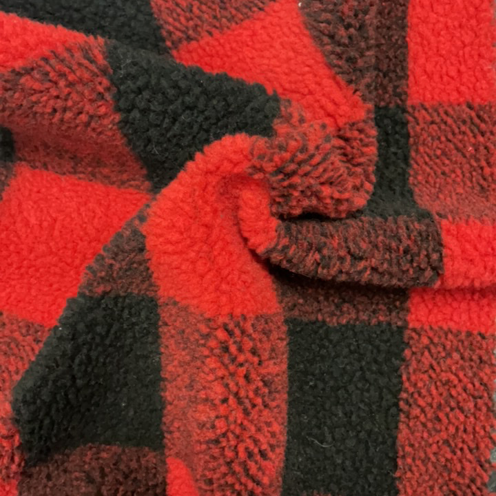 100 Polyester Sherpa Fleece With Chequer Jacquard Fabric Jpg