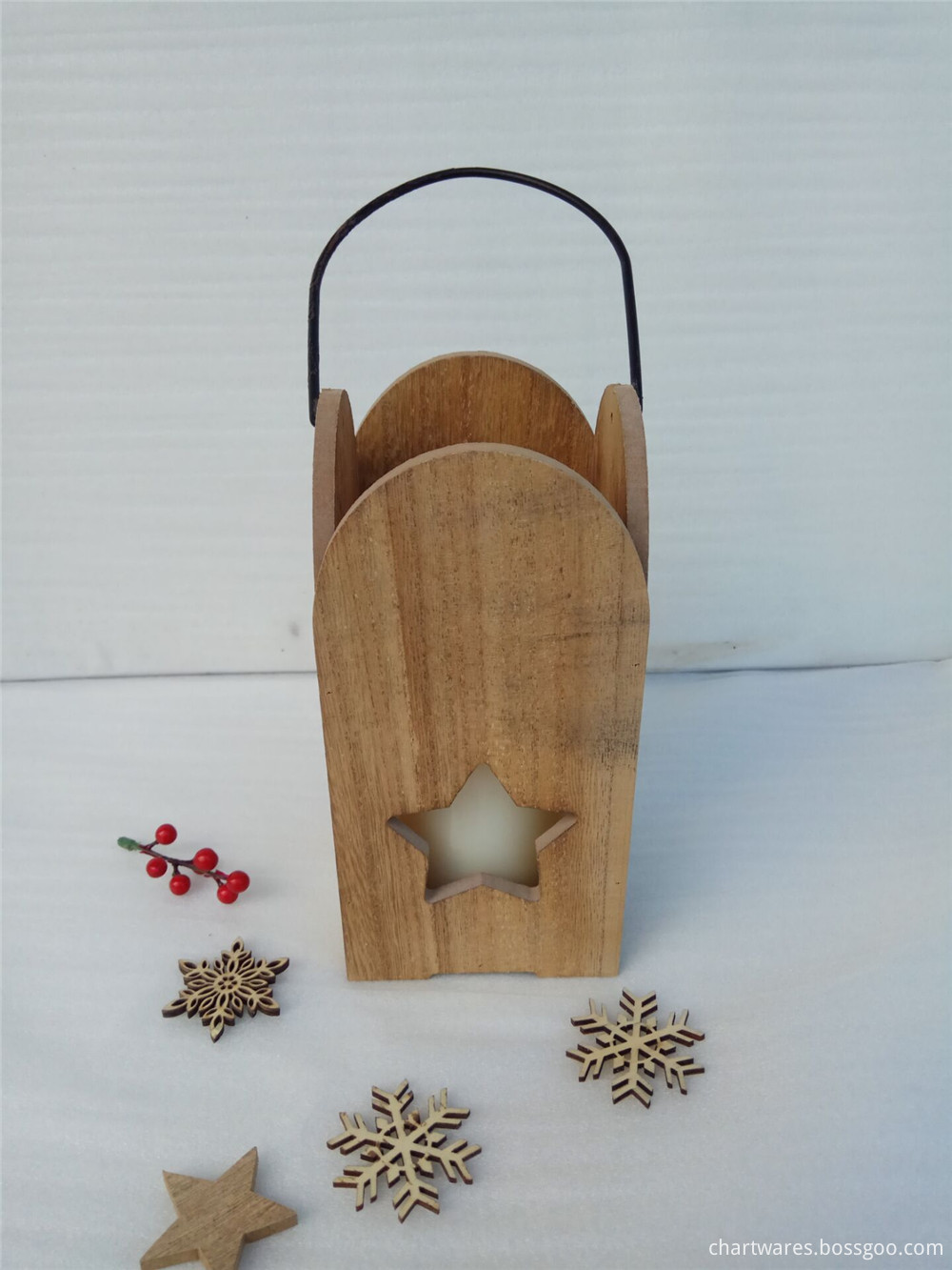 electronic wooden candle holder