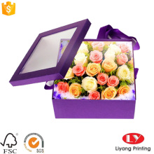 Caixa de embalagem de papel para caixa de flores com janela