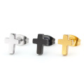 Stainless steel gold cross stud earrings