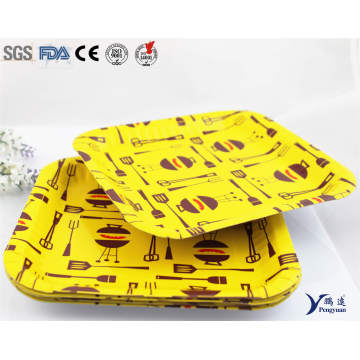 7 Inch Customized Printed Disposable Bulk Squre Paper Plates