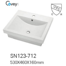 Bassin / évier en céramique semi-encastré de grande taille avec lavabo / cc (A-SN123-712)