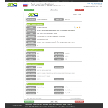 Resistencias de calefacción - Datos de aduanas de importación de Europa del Este