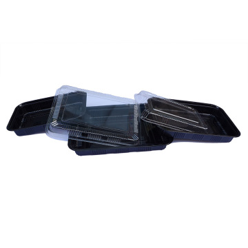 Black food grade plastic Sushi Box Container Tray