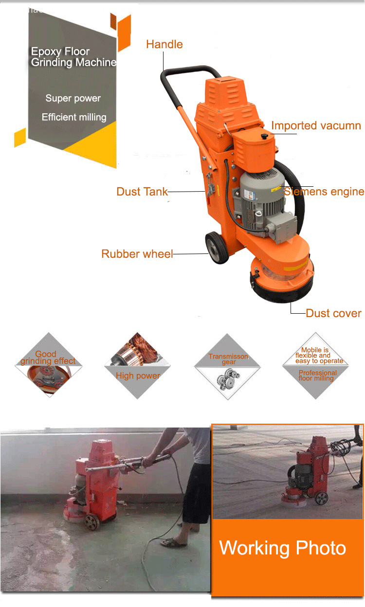 Epoxy Concrete Floor Grinder With Vacuum 