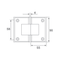 Square rounded 180 degree glass shower hinge