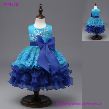 Custom Made Beautiful Blue Flower Girls Robes pour les mariages Pretty Formal Girls Gowns Cute Satin Puffy Tulle Pageant Robe Printemps