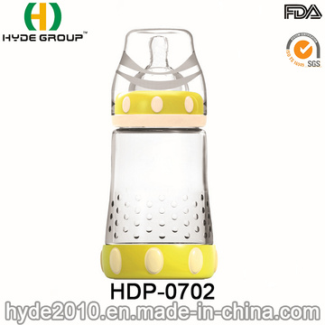 220ml BPA Popular livre vidro plástico bebê mamadeira (HDP-0702)