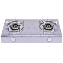 Dull Polished Stainless Steel Double Burner Gas Stove