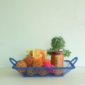 Blue rectangular wire storage basket