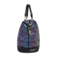 Large capacity high quality PU leather reflective foldable luminous geometric travel bag