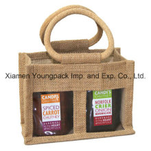 Promotional Custom 2 Jar Jute Tote Bag with Window