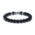 Bat Charm Natural Agate Stone Beads Mens Bracelets