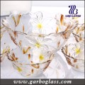 7PCS färbt gravierte Blumen-Glasschüssel-Satz / Glaswaren-Satz