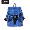 Benutzerdefinierte wasserdichte holographische luminöse geometrische Kinder Rucksack Geometrische Rucksackschule Schüler Buchbeutel Leder Laptop Schoo