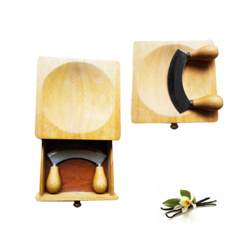 Herb chopper with wooden bowl cutting board