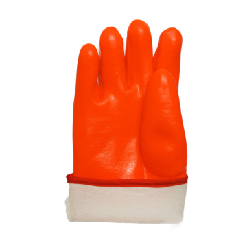Флуоресцентные оранжевые перчатки из ПВХ открывают манжеты 30см