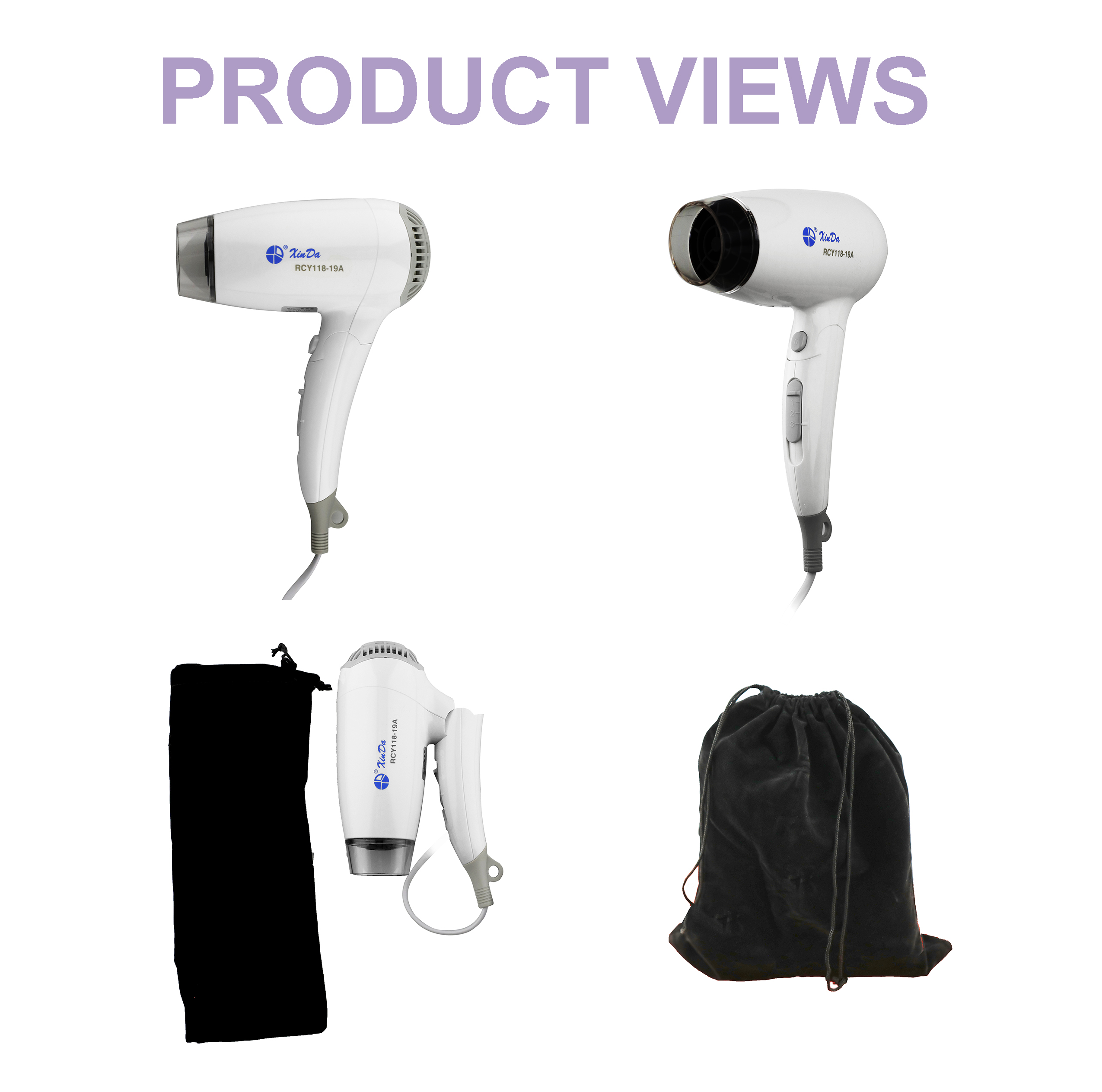 Hair dryer with storage bag