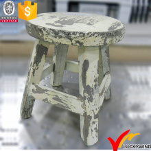 Amarelo Shabby Chic Round Seat Madeira Mini Stool