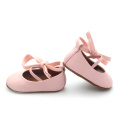 Chaussures habillées roses mignonnes en cuir véritable pour bébé