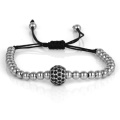 24 granos de oro K 4mm y 8mm Micro Pave negro CZ rebordea trenza Macrame pulsera para hombres