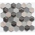 Brown Hexagon Crystal Glass Mosaic Tile