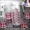 Vidrio decorativo, vidrio coloreado, sistema de la cristalería, jarro de cristal 1PC con la taza de cristal 6PCS