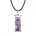 Chakra Cura Cristal Desejando Garrafa Pingente Colar para Meninas Femininas Pedra Caída Wicca Pedra Tumble Desejo Energia Reiki