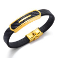 Mens leather and gold plated stainless steel bracelets