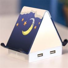 Luminária de mesa para casa Lâmpada LED com 4 portas Carregador USB Suporte de telefone