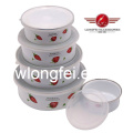 204D 5PCS New Style Enamel Bowl Storage Bowls with Beautiful Decal