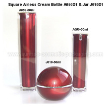 30ml 50ml Square Shape Red Vacuum Cream Bottle 50ml Ball Sha