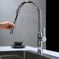 Swan Neck Shape Chrome Pull Out Kitchen Faucet