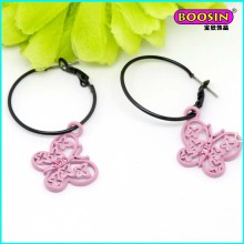 Nice Custom Wholesale Pink Enamel Butterfly Charm Hook Earring